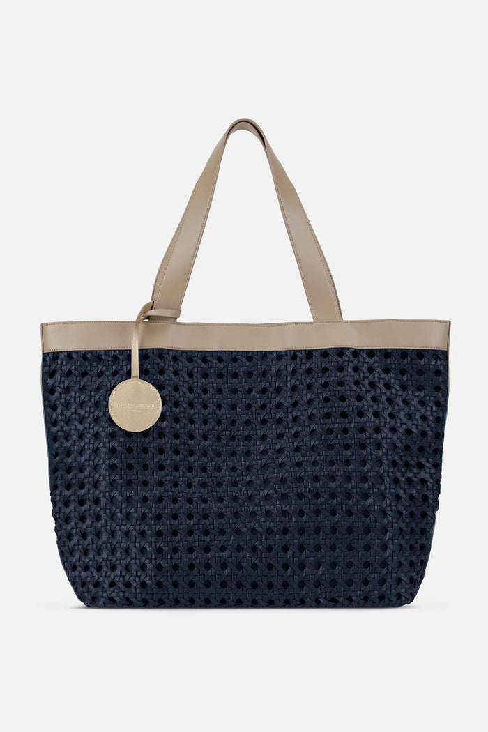 Ilse Jacobsen Large Beach Bag in Dark Indigo-Sand Pile BRAID01