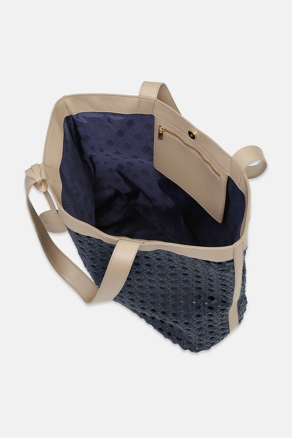 Ilse Jacobsen Large Beach Bag in Dark Indigo-Sand Pile BRAID01
