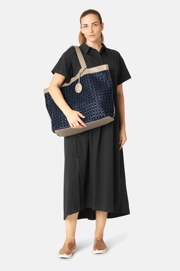 Ilse Jacobsen Large Beach Bag in Dark Indigo-Sand Pile BRAID01