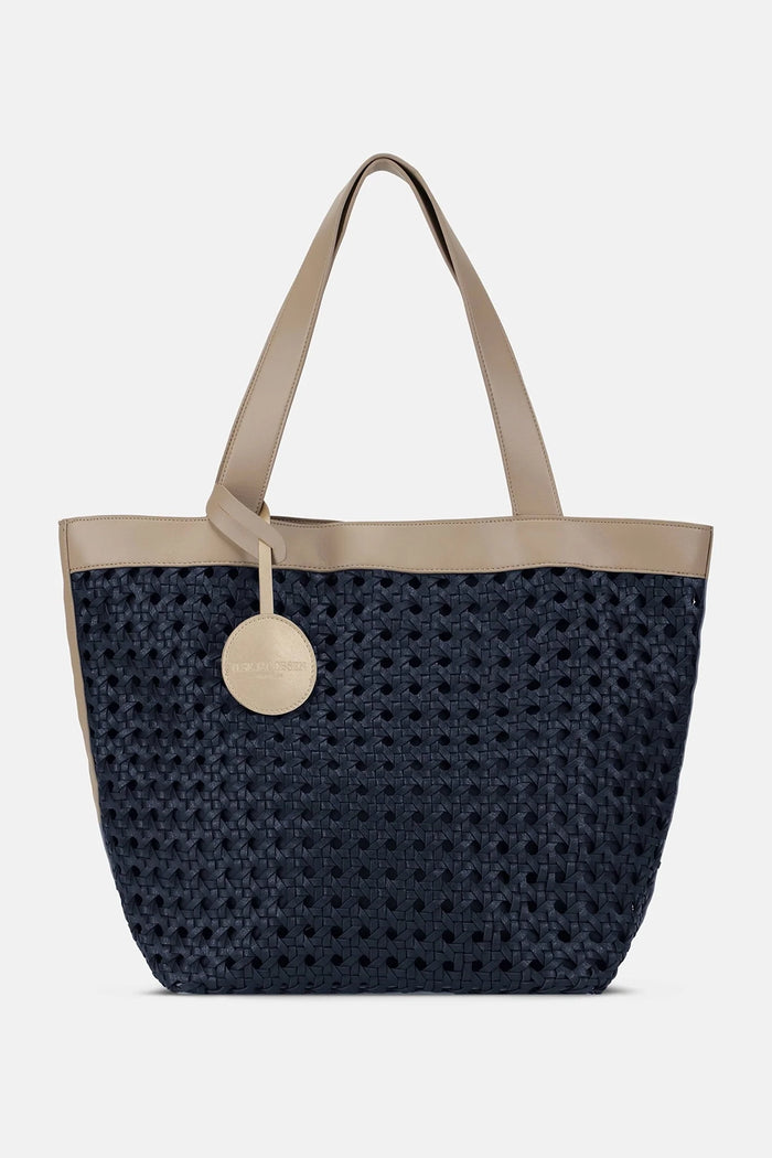 Ilse Jacobsen Beach Bag in Dark Indigo-Sand Pile BRAID02