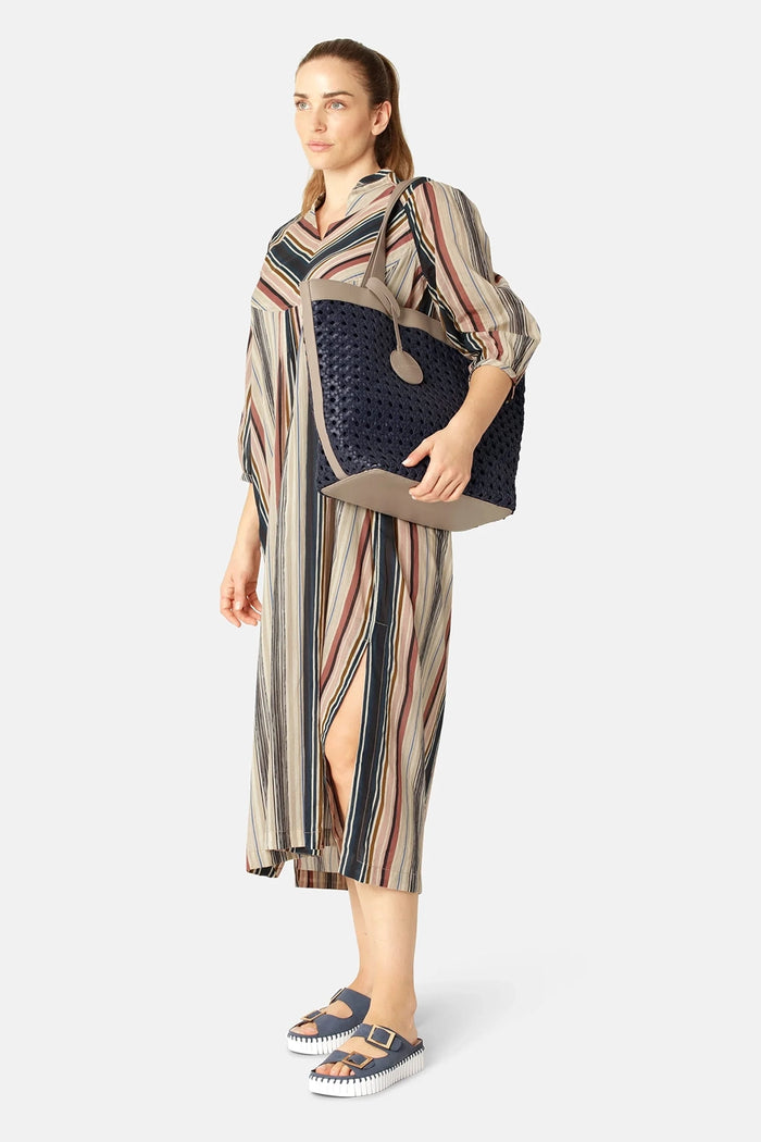 Ilse Jacobsen Beach Bag in Dark Indigo-Sand Pile BRAID02