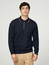 Ben Sherman Tipped Merino Polo In Dark Navy B1012852