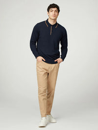 Ben Sherman Tipped Merino Polo In Dark Navy B1012852
