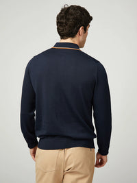 Ben Sherman Tipped Merino Polo In Dark Navy B1012852
