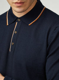 Ben Sherman Tipped Merino Polo In Dark Navy B1012852