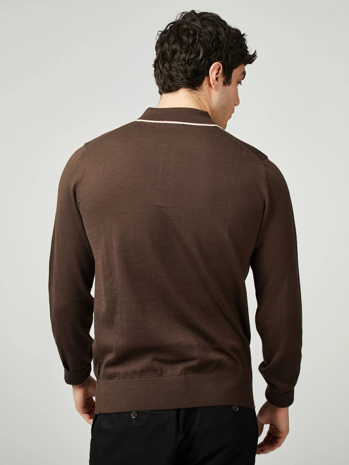 Ben Sherman Tipped Merino Polo in Cocoa B1012852