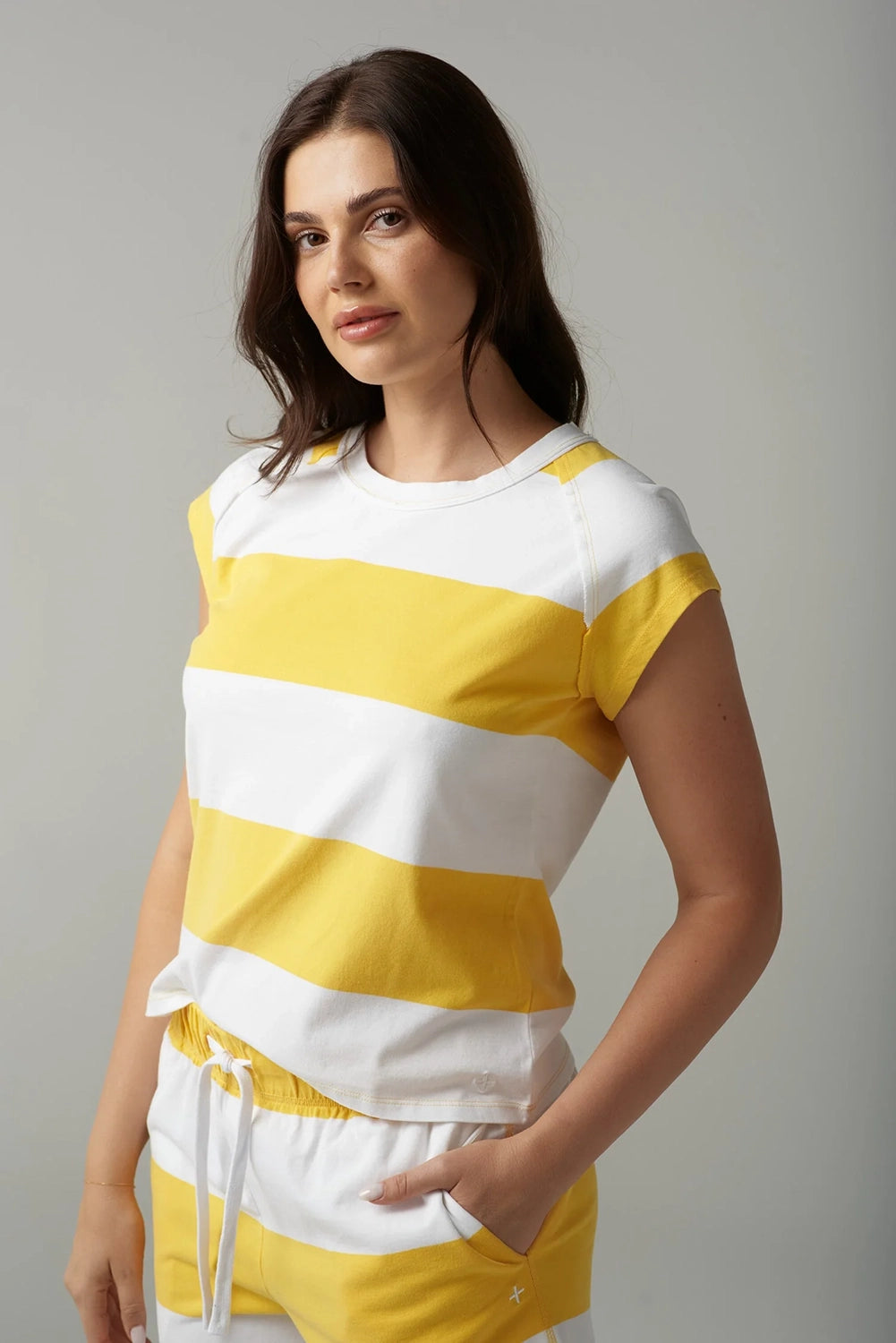Goondiwindi Cloth +Paper+Scissors Stripe Cap Sleeve Raglan Tee C13013-52