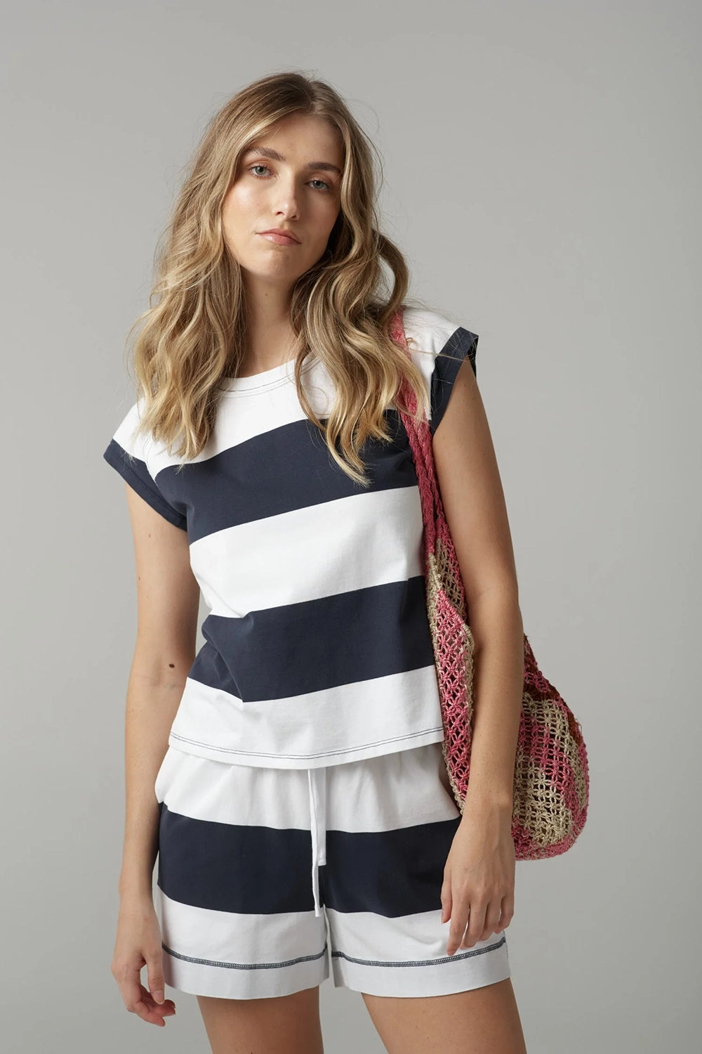 Goondiwindi Cloth +Paper+Scissors Stripe Cap Sleeve Raglan Tee C13013-52