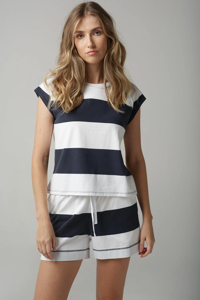 Goondiwindi Cloth +Paper+Scissors Stripe Cap Sleeve Raglan Tee C13013-52