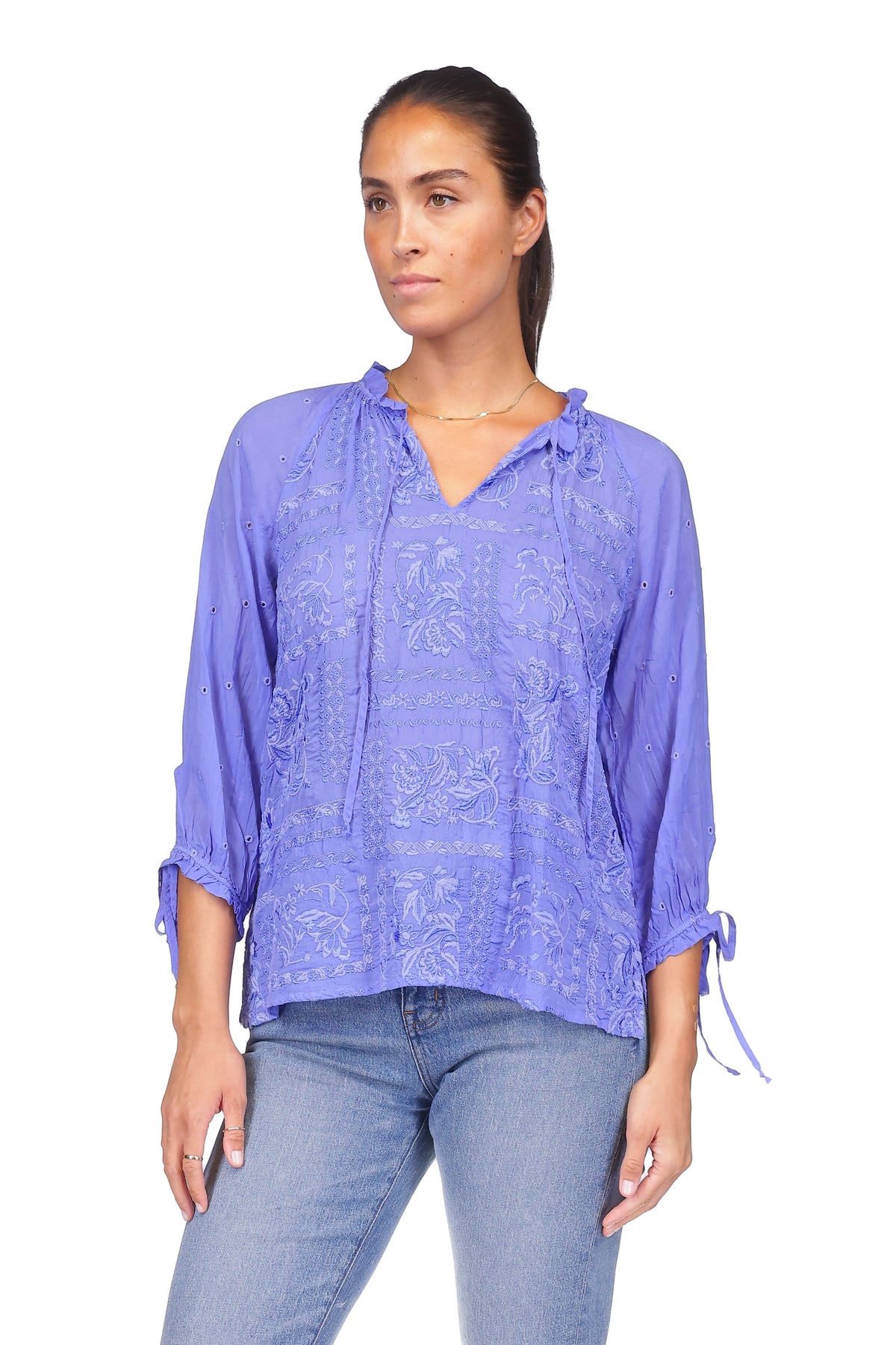 Johnny Was Yiprianne Bonita Blouse - Baja Blue C13525-1