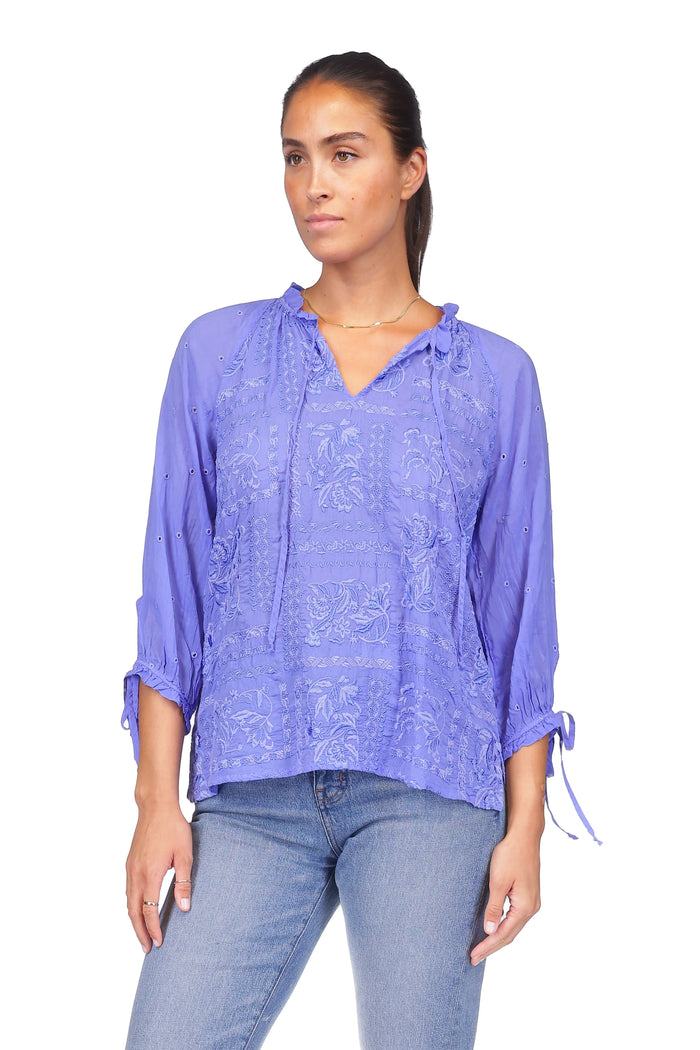 Johnny Was Yiprianne Bonita Blouse - Baja Blue C13525-1