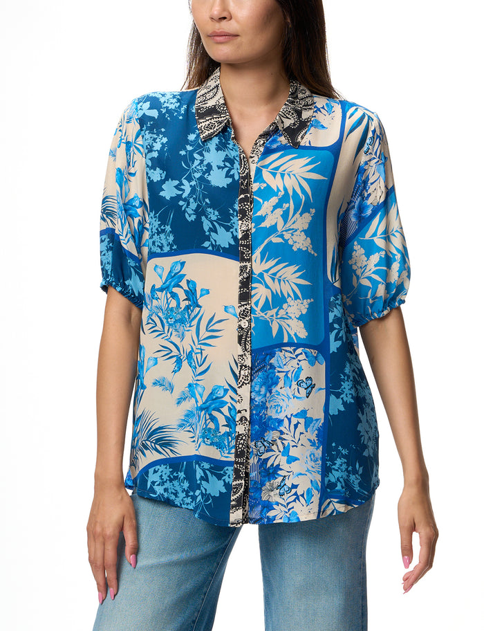 Johnny Was Steph Button Up - Blue Stitch C13624A4