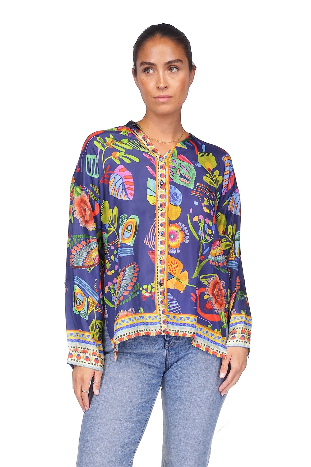 Johnny Was Audrey Oversized Shirred Back Shirt - Farout C13625-1