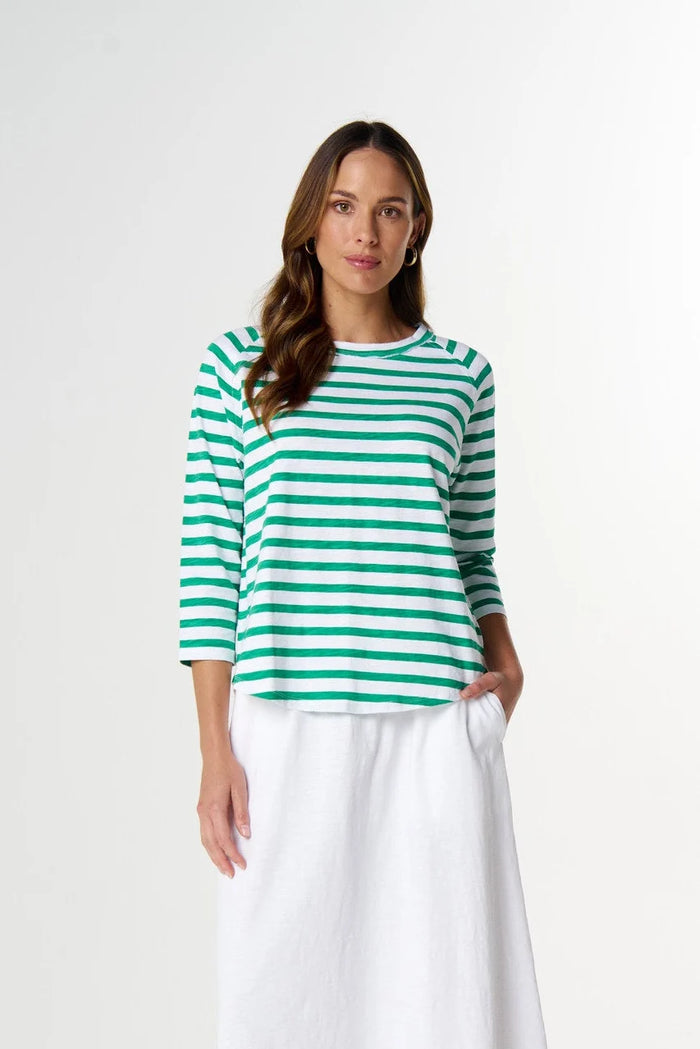 Goondiwindi Cotton Repeat Offender 3/4 Sleeve Tee in White/Mint C1387-26
