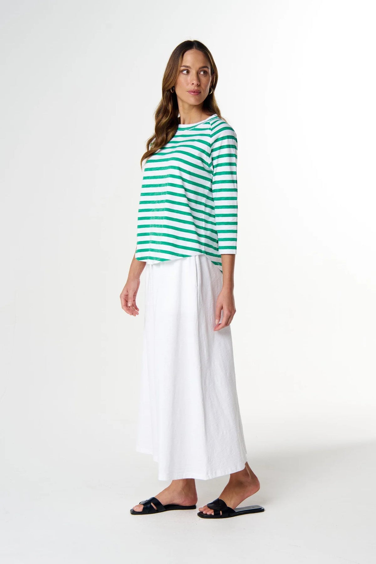 Goondiwindi Cotton Repeat Offender 3/4 Sleeve Tee in White/Mint C1387-26