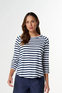 Goondiwindi Cotton Repeat Offender 3/4 Sleeve Tee in White/Parisian C1387-26