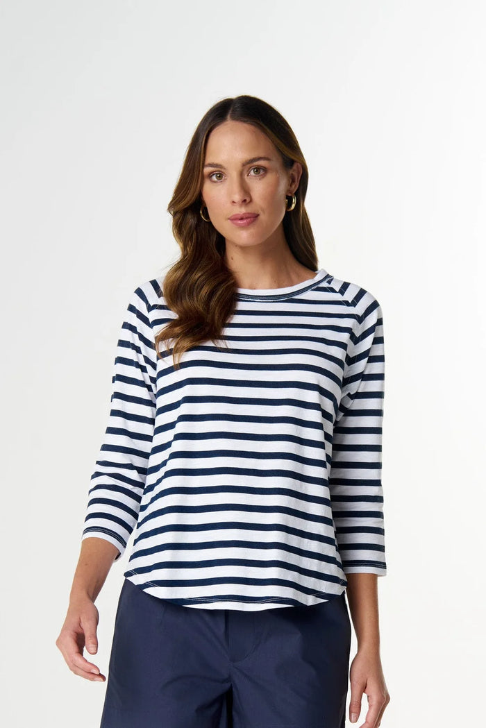 Goondiwindi Cotton Repeat Offender 3/4 Sleeve Tee in White/Parisian C1387-26