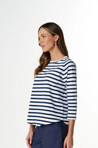 Goondiwindi Cotton Repeat Offender 3/4 Sleeve Tee in White/Parisian C1387-26
