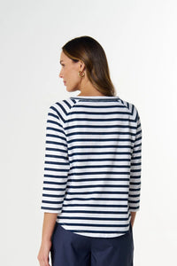 Goondiwindi Cotton Repeat Offender 3/4 Sleeve Tee in White/Parisian C1387-26