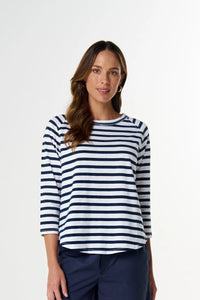 Goondiwindi Cotton Repeat Offender 3/4 Sleeve Tee in White/Parisian C1387-26