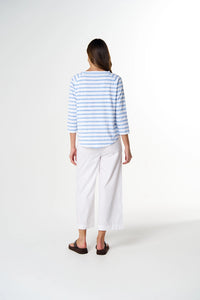Goondiwindi Cotton Repeat Offender 3/4 Sleeve Tee in White/Skyway Blue C1387-26