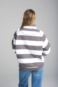 Goondiwindi Cotton Stripe Relaxed ½ Zip Sweater C1397-53