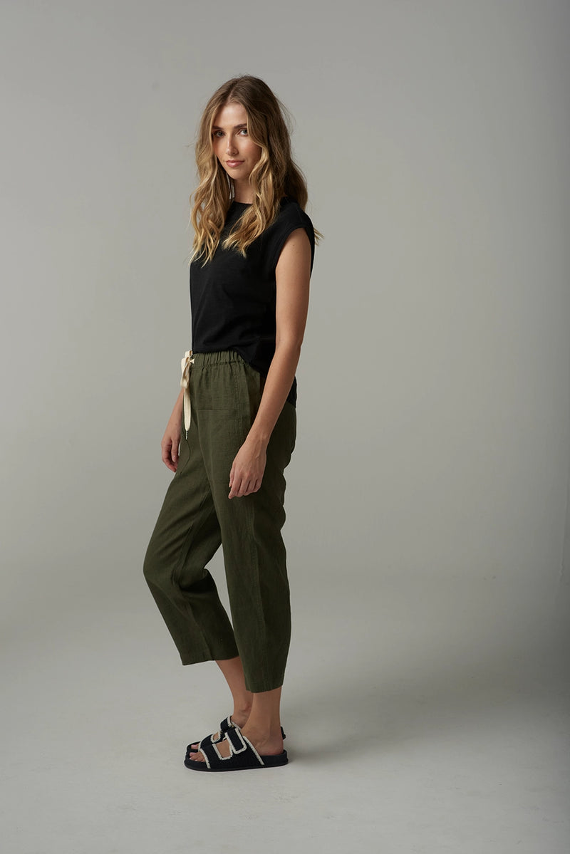 Goondiwindi Cloth +Paper+Scissors Linen Cropped Pant C1526-176
