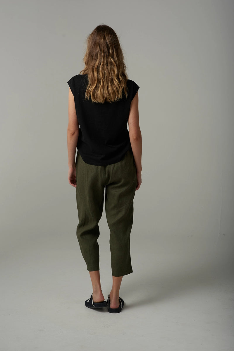 Goondiwindi Cloth +Paper+Scissors Linen Cropped Pant C1526-176
