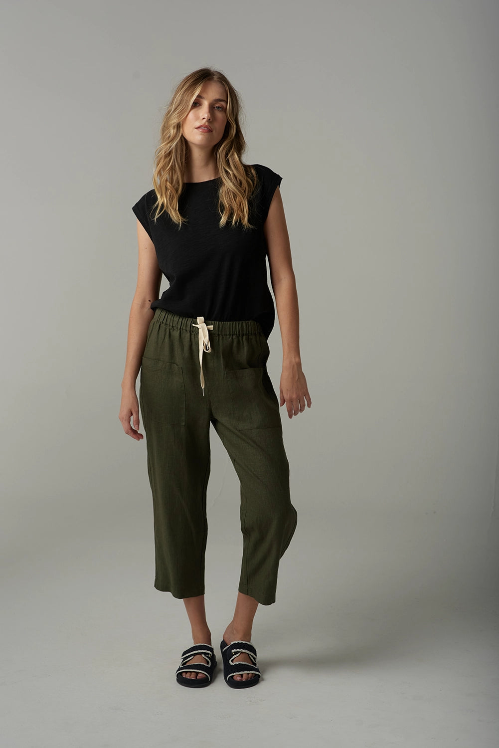 Goondiwindi Cloth +Paper+Scissors Linen Cropped Pant C1526-176
