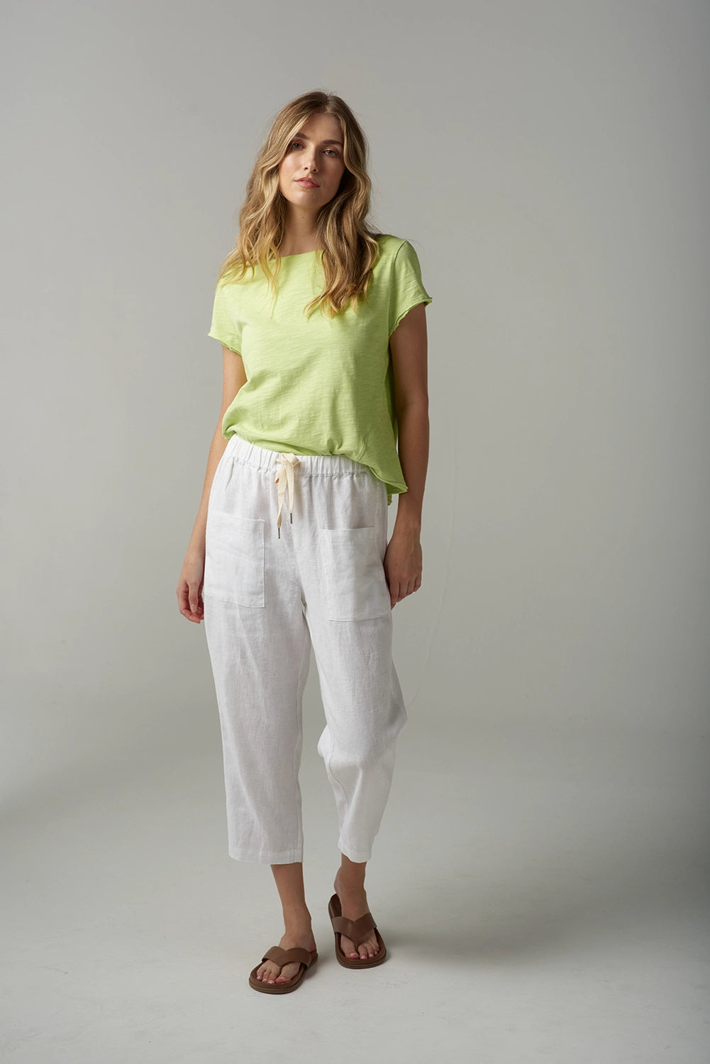 Goondiwindi Cloth +Paper+Scissors Linen Cropped Pant C1526-176
