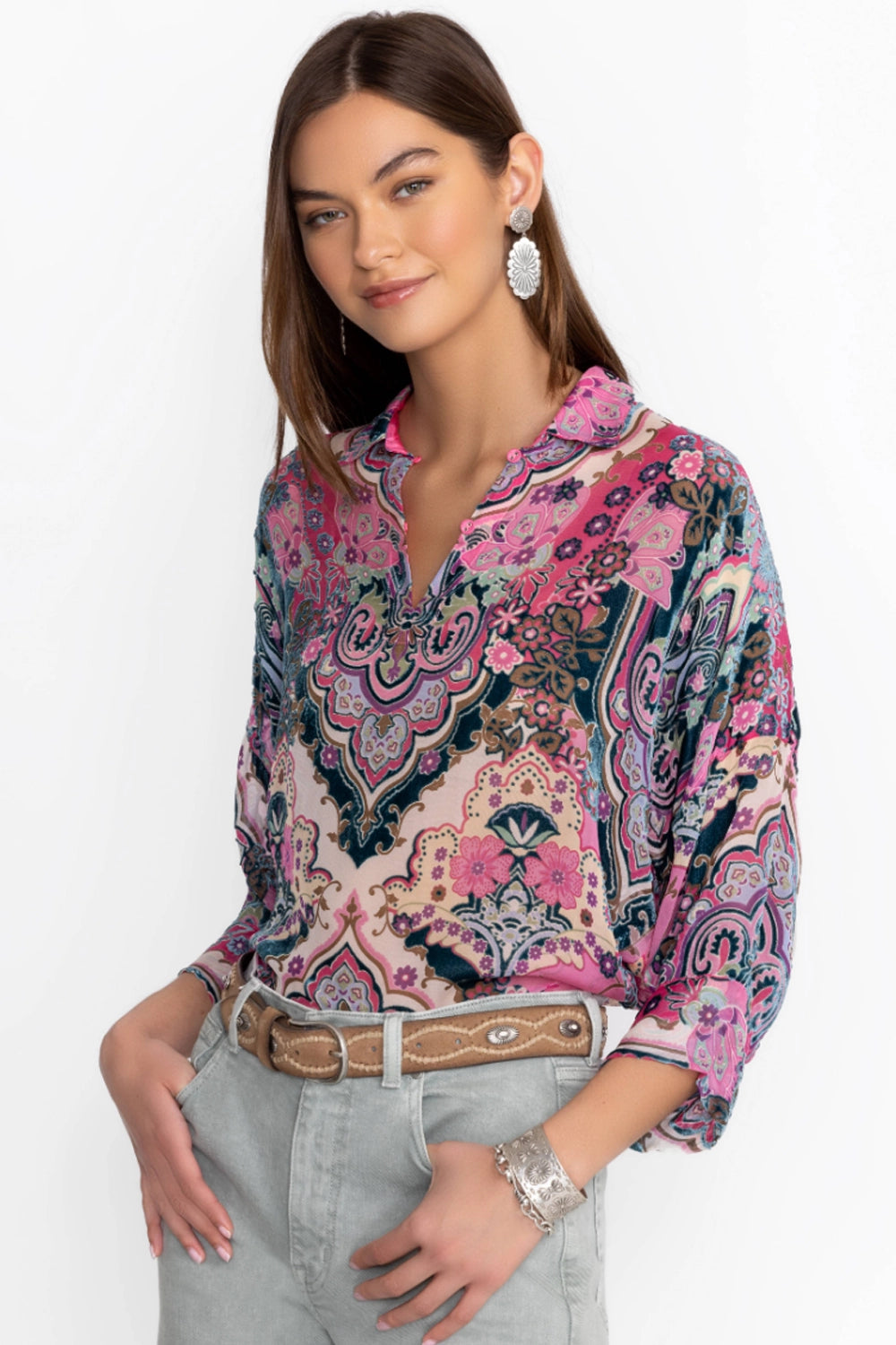 Johnny Was Marlow Burnout Blouse C17024A6