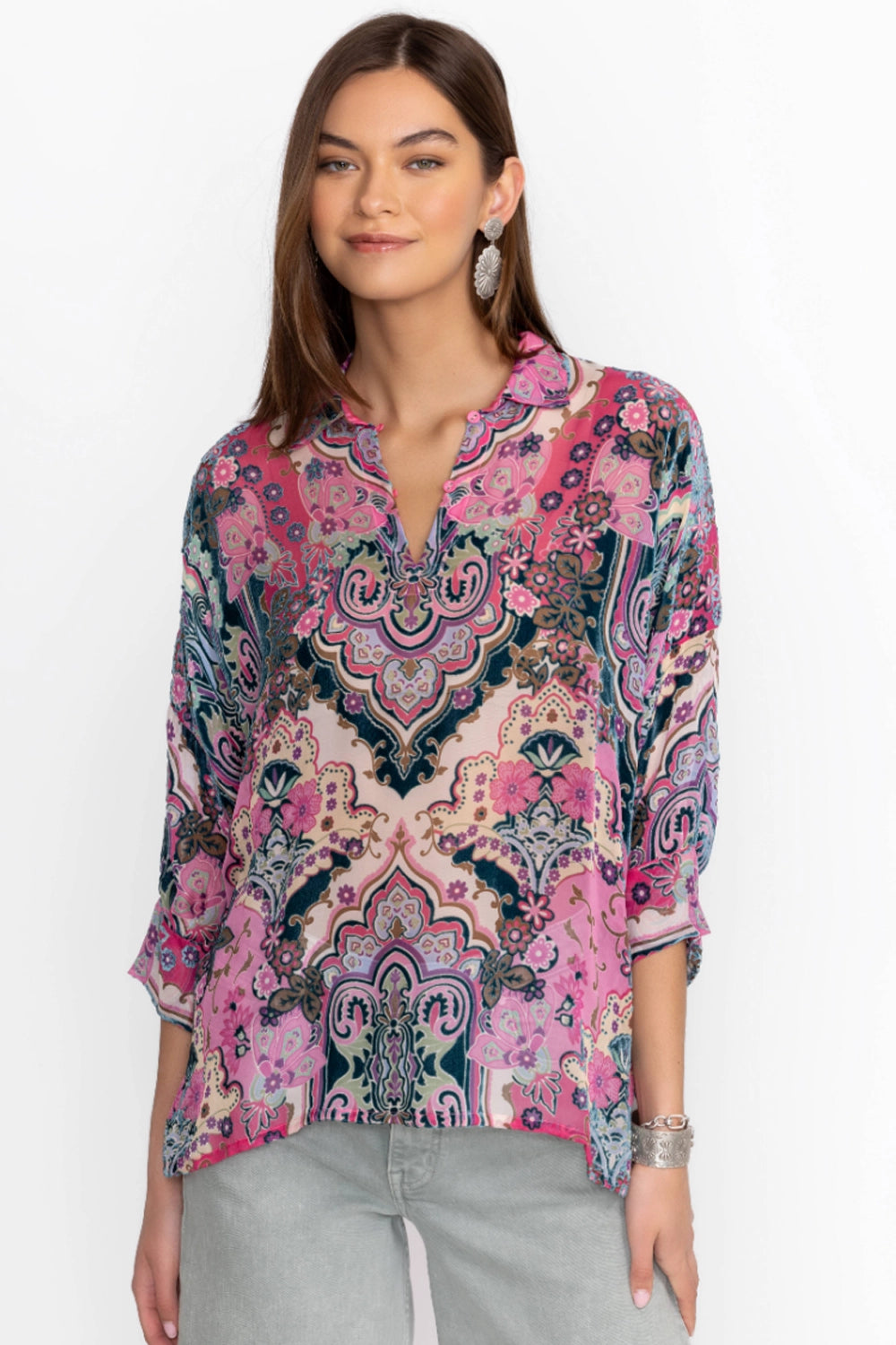 Johnny Was Marlow Burnout Blouse C17024A6