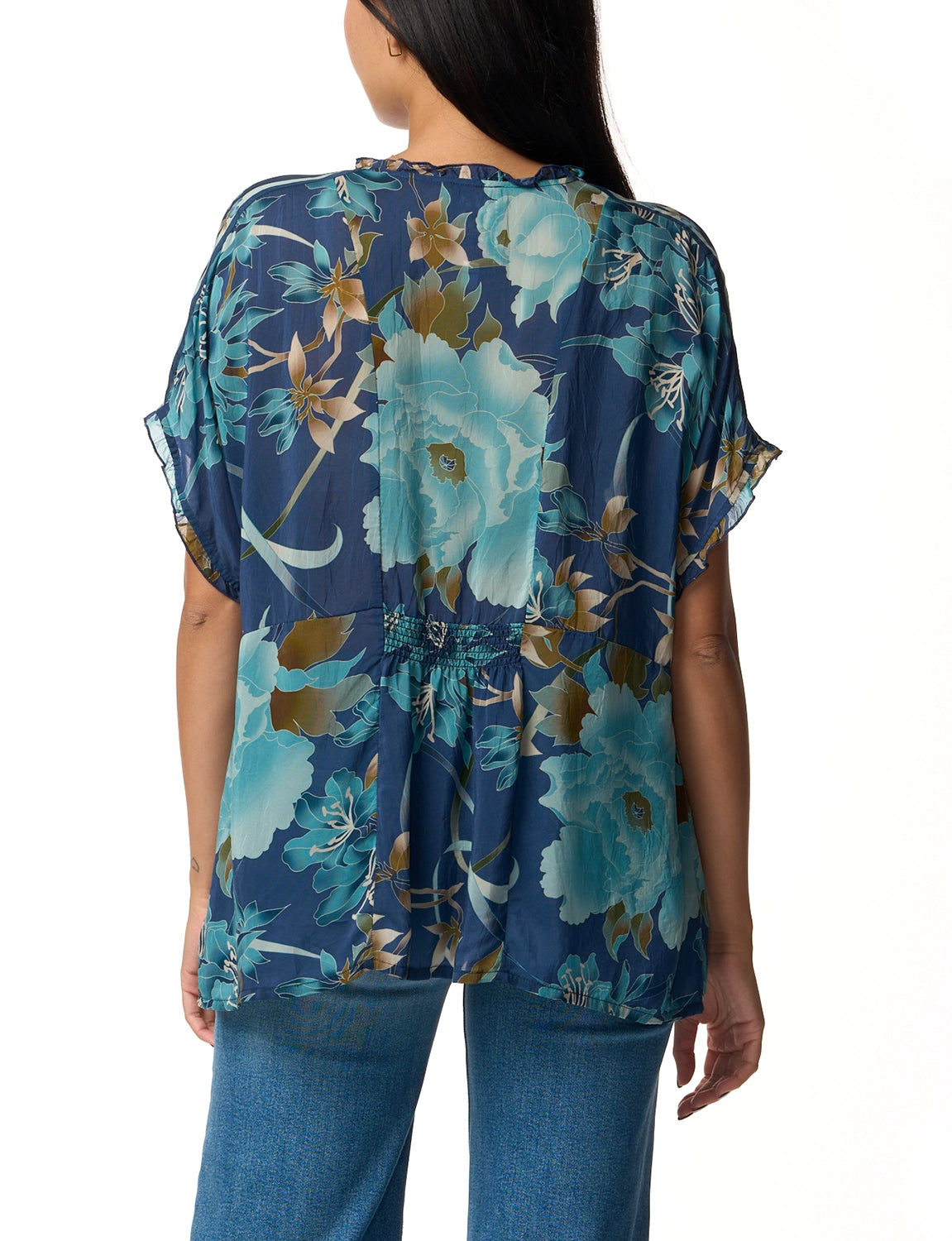 Johnny Was Galavant Blouse in Peonee Blue C17224B7