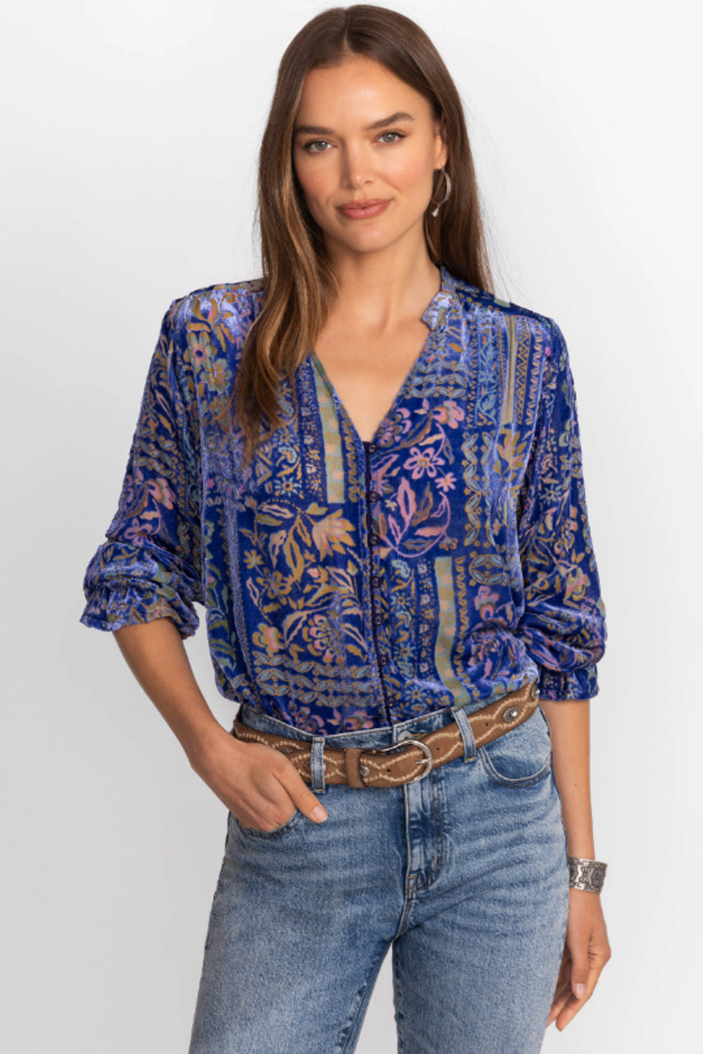 Johnny Was Joasie Burnout Blouse - Persephone C17324A7