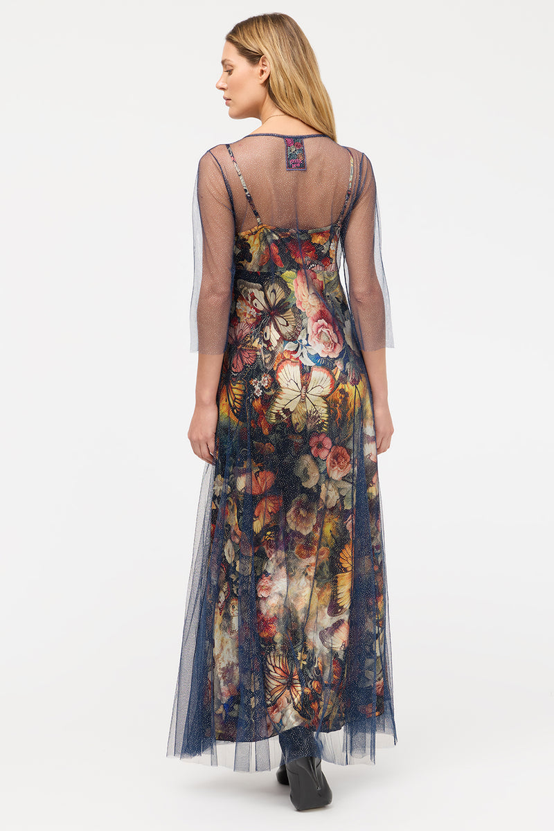 Johnny Was Silver Foil Mesh Dress - Teyros C36325-O - Pre-Order December Delivery