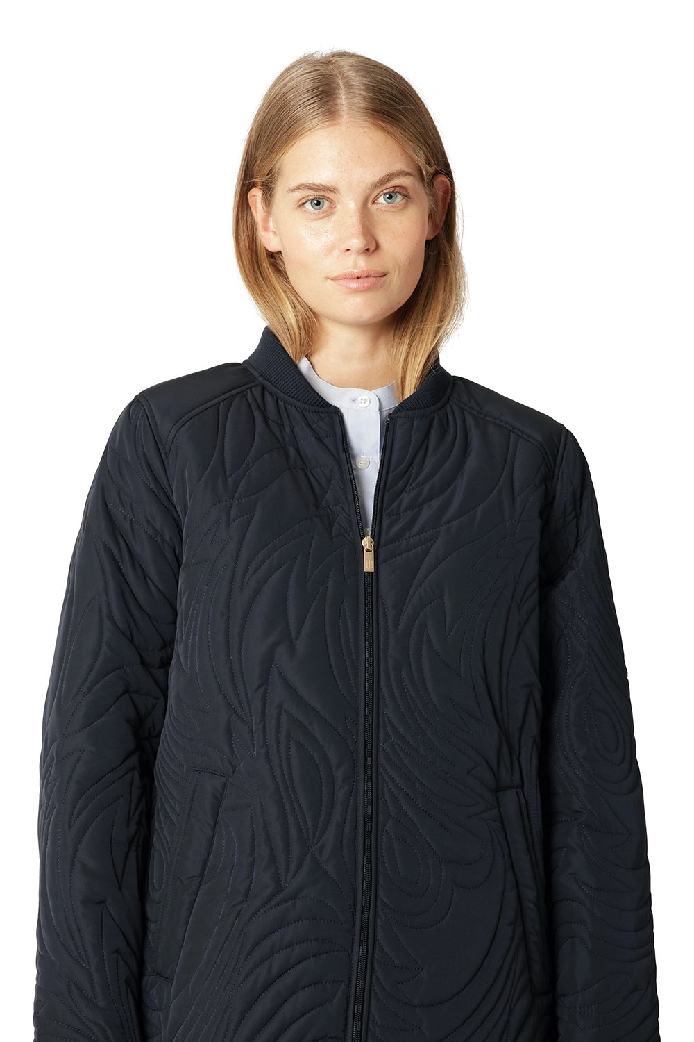 Ilse Jacobsen Quilt Jacket in Dark Indigo DUNE02