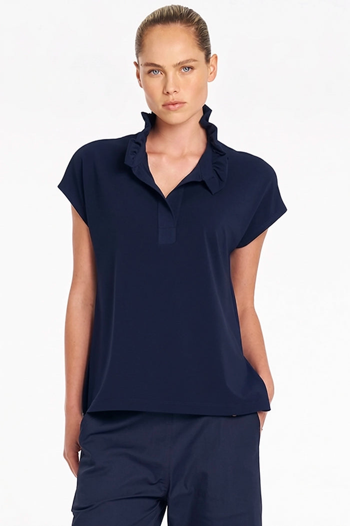 Mela Purdie Frill Shell in True Navy F007 80078 - Pre-Order September Delivery