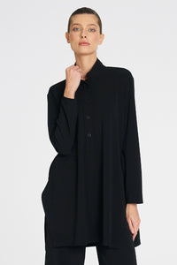 Mela Purdie Maxi Henley In Black F007 8945 - Pre-Order March Delivery