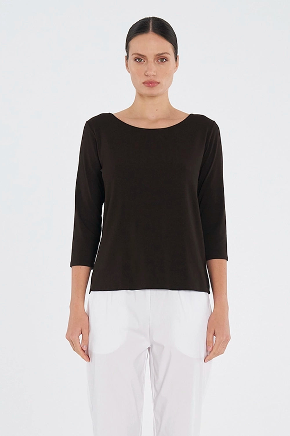 Mela Purdie Relaxed Boat Neck in Fudge F01 2630 - Pre-Order February Delivery