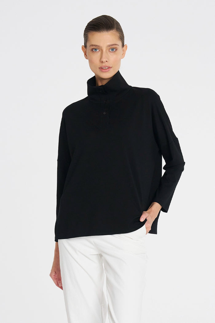 Mela Purdie Tab Sweater In Black F01 8889 - Pre-Order March Delivery