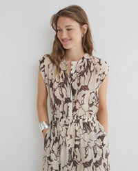 Yerse Printed Viscose Dress in Brown 44842