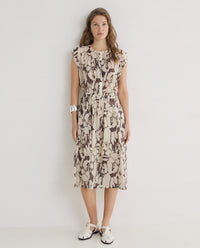 Yerse Printed Viscose Dress in Brown 44842