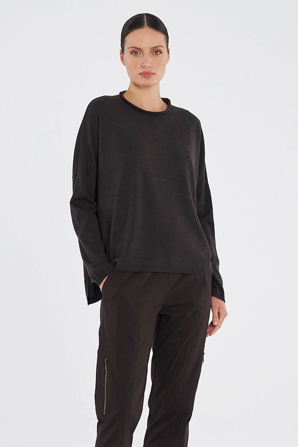 Mela Purdie Panama Sweater in Fudge F14 9300 - Pre-Order February Delivery