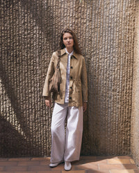 Yerse Cotton Barrel Trousers in White 44859