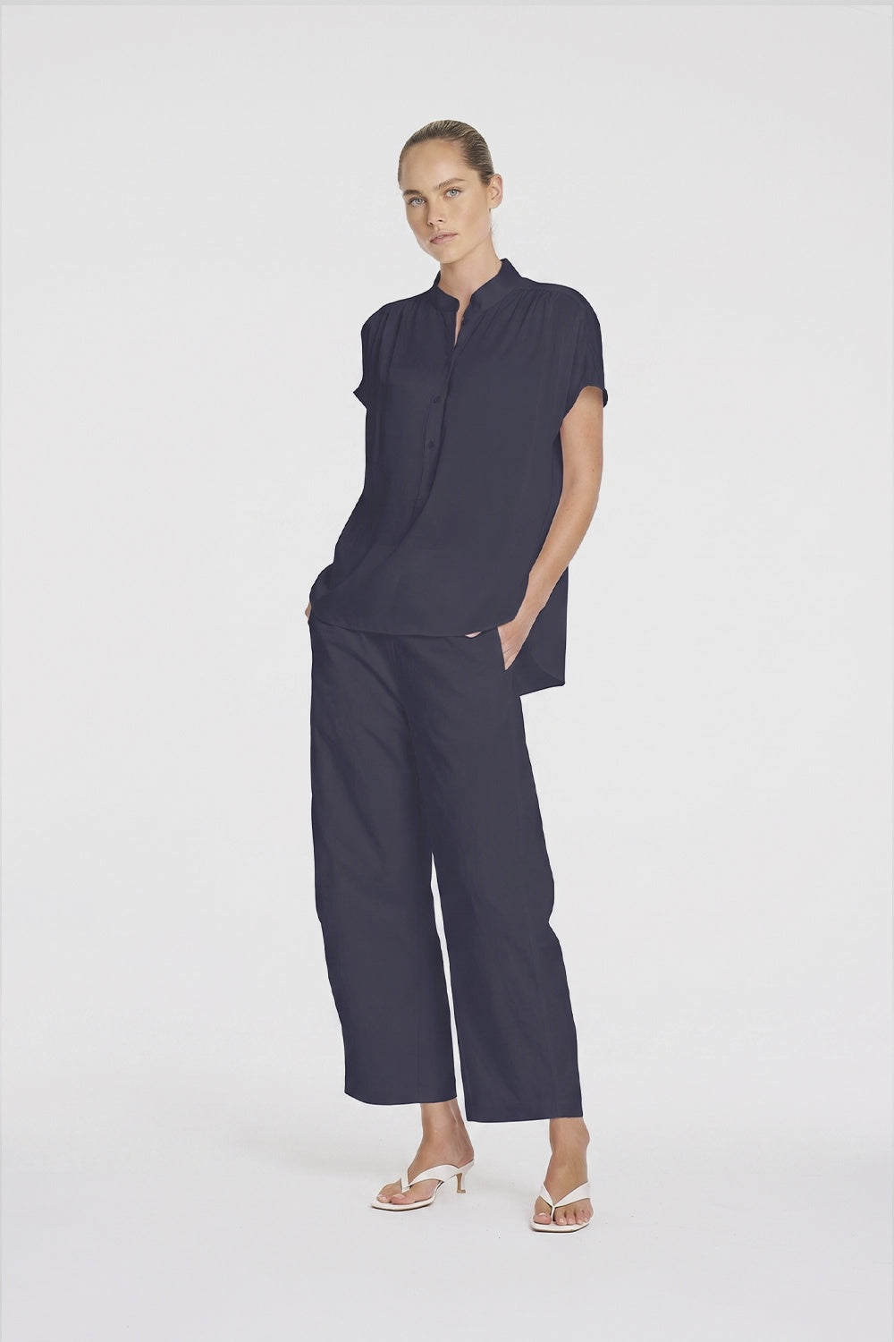 Mela Purdie Barrel Leg Pant in Indigo F416 10002 - Pre-Order September Delivery