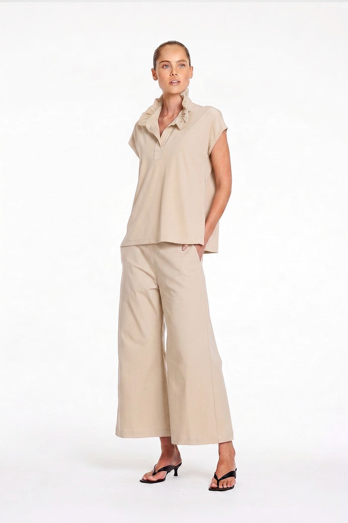 Mela Purdie Crop Flat Pant in Fawn F416 10008 - Pre-Order September Delivery