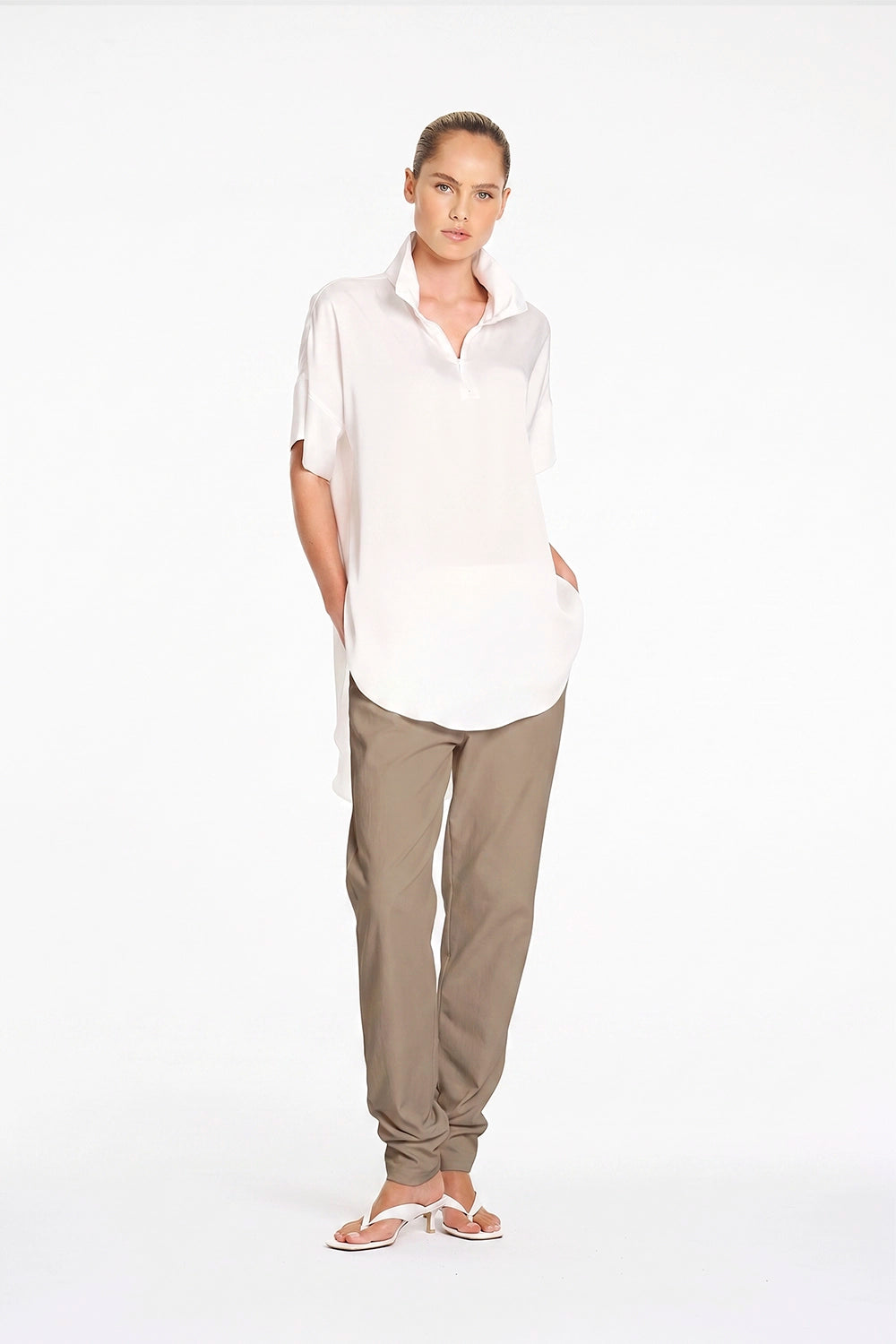 Mela Purdie Tapered Flat Pant in Fawn F416 1831 - Pre-Order September Delivery