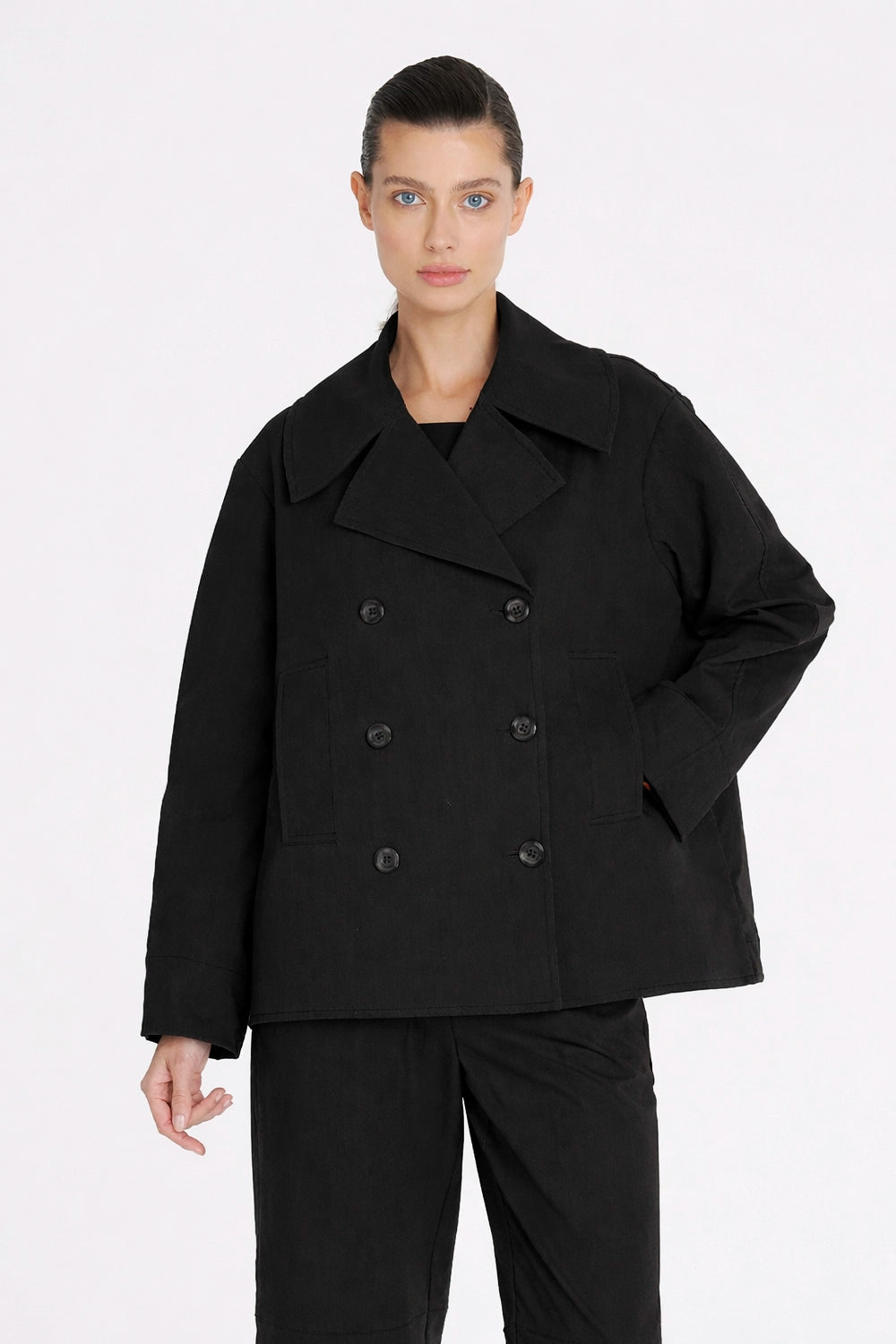 Mela Purdie Pea Jacket In Black F416 4241 - Pre-Order March Delivery