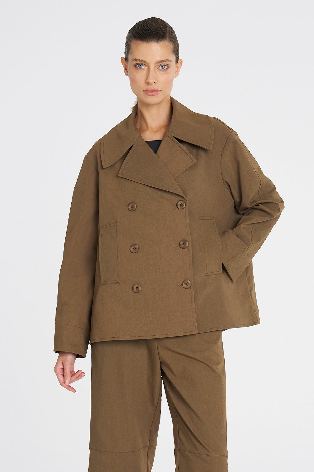 Mela Purdie Pea Jacket In Tannin F416 4241 - Pre-Order March Delivery