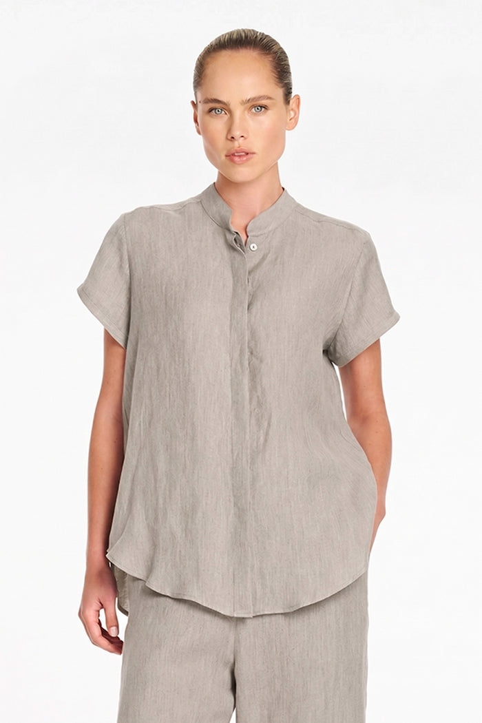 Mela Purdie Stand Shirt in Shale F418 8629 - Pre-Order September Delivery